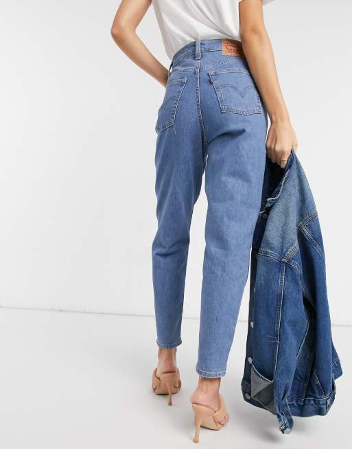 Levi's - Jeans met hoge taille smaltoelopende pijpen in middenblauwe wassing, 2 van 4