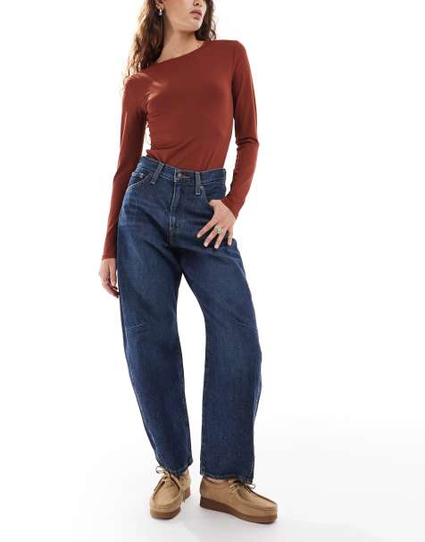 Levi's - Jeans met wijde ronde pijpen en riempjes in donkere wassing - view 1