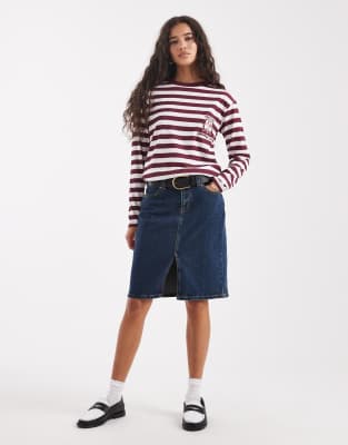 Levi's - Jeans-Midirock in dunkler Vintage-Waschung mit niedrigem Bund-Blau