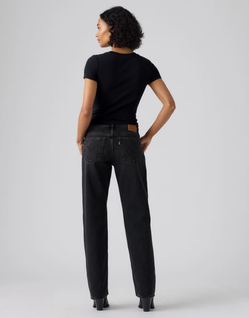 Levi's jeans straight a vita bassa neri, 2 di 4