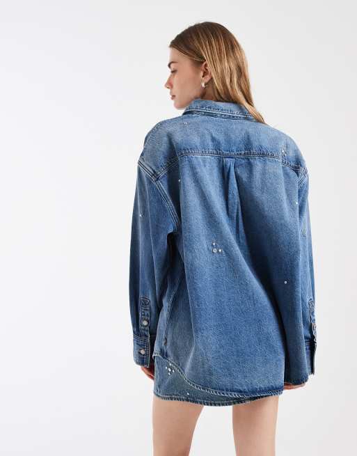 Levi's jeansskjorta med emoidey-detalj i mellanblå, 4 av 4