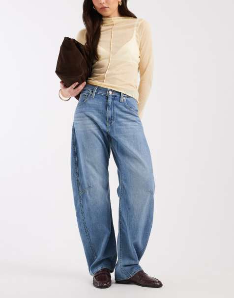 Levi's jeansy barrel z regulacją w talii w średnim odcieniu niebieskiego - view 1