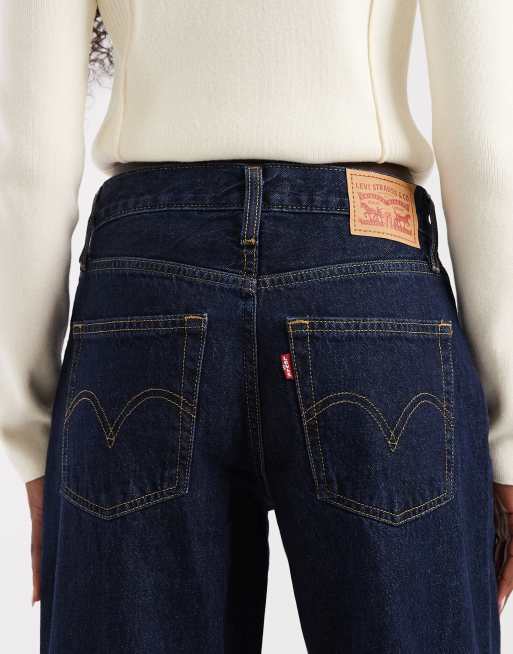 Levi's jeansy denim middy z szerokimi nogawkami w ciemnym odcieniu, 4 z 5