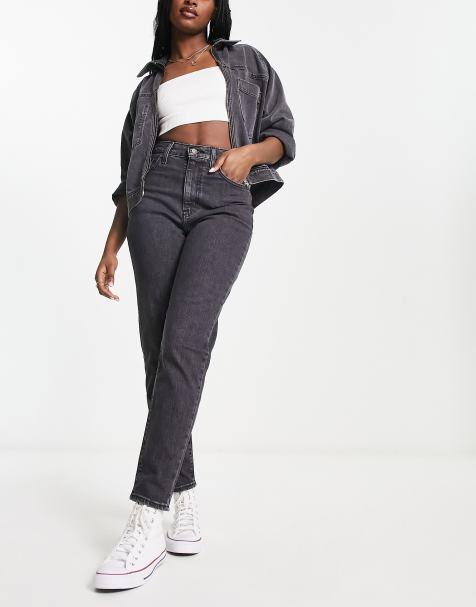 Levi's – Jeansy mom fit z podwyższonym stanem w spranym czarnym kolorze - view 1
