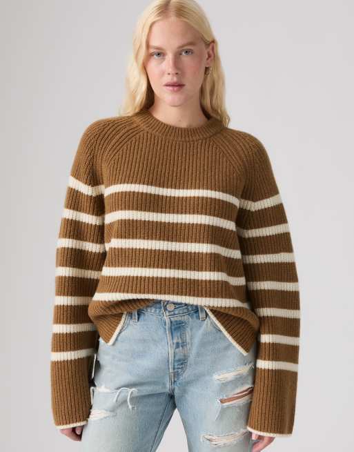 Levi's - Jersey de cuello redondo Frida de lana marrón, 4 de 4