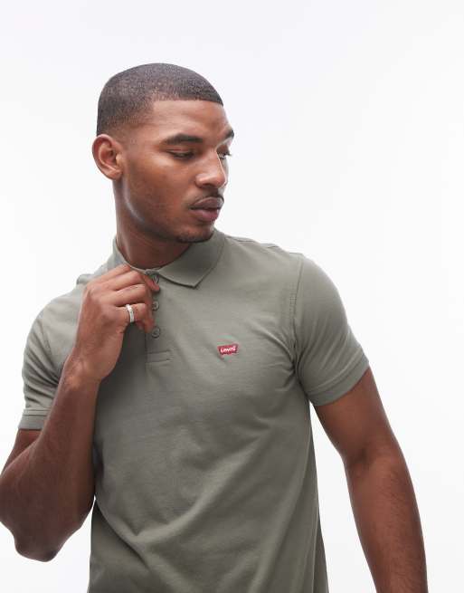 Levi's – Jersey-Polohemd in Mittelgrün mit Fledermaus-Logo