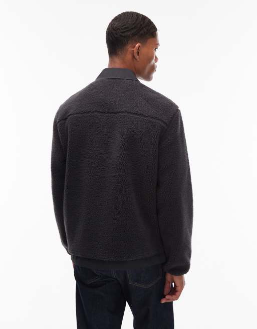 Levi's – Joonie – Mörkgrå jacka i fårskinnsimitation, 3 av 5