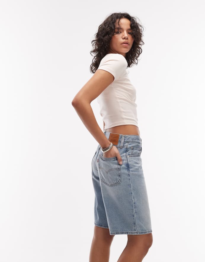 Levi's jort vaquero baggy estilo dad en azul claro