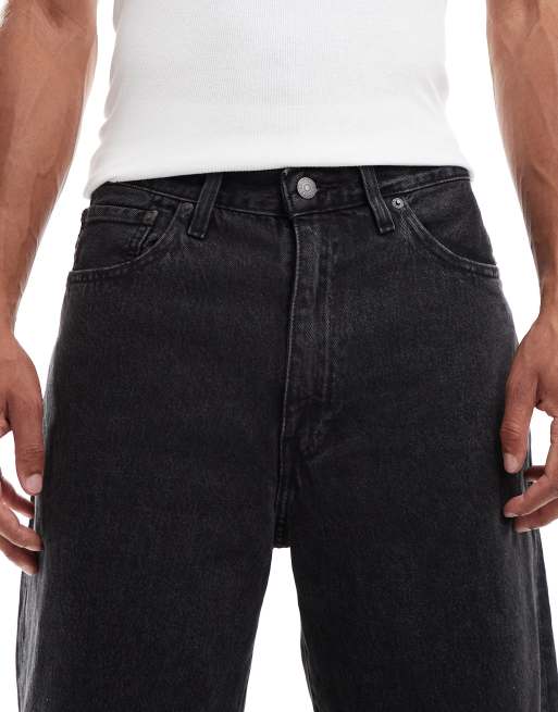 Levi's - Jorts ampi in denim neri ritorti , 5 di 5