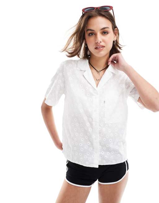 Levi's - Joyce - Camicia resort a maniche corte bianca con colletto e occhielli