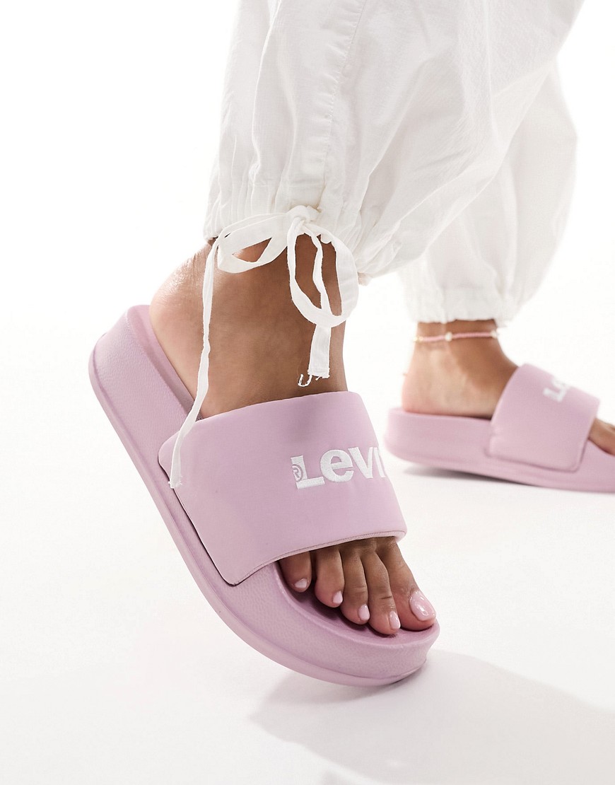 Levi’s June bold padded slider with logo in pink