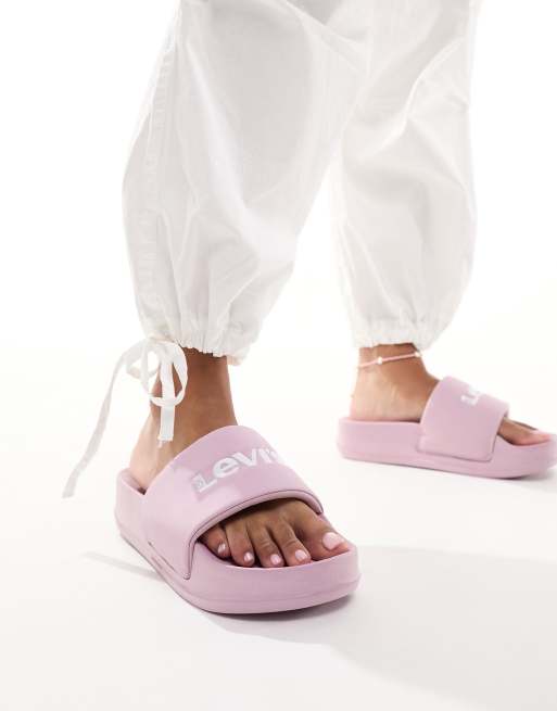 Levi s June Claquettes matelass es paisses avec logo Rose