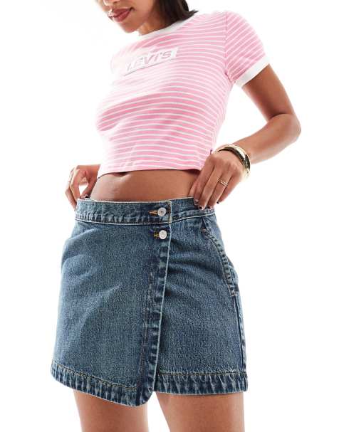 Levi's - Jupe portefeuille en jean - Bleu foncé - view 1
