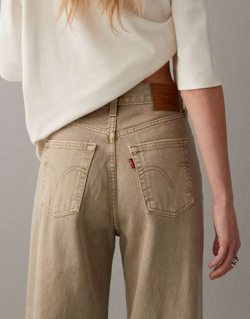 Levi's – Kamiennobeżowe jeansy Ribcage z szerokimi nogawkami, 3 z 7