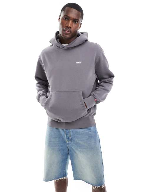 Levi's – Kapuzenpullover in Anthrazit mit kleinem Logo