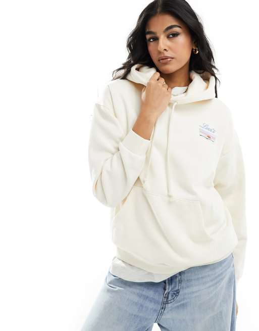 Levi's – Kapuzenpullover in Blassgelb mit Retro-Logo
