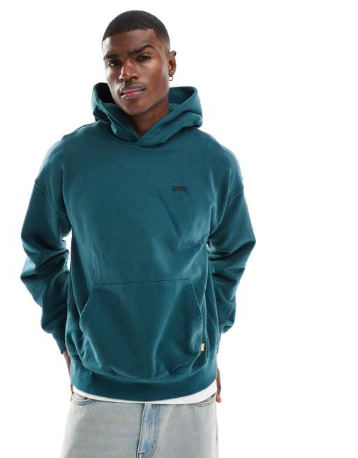 Levi's – Kapuzenpullover in Grün mit kleinem Logo