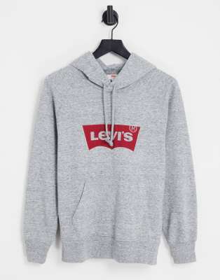 Levi's - Kapuzenpullover in Kalkgrau mit Fledermaus-Logo