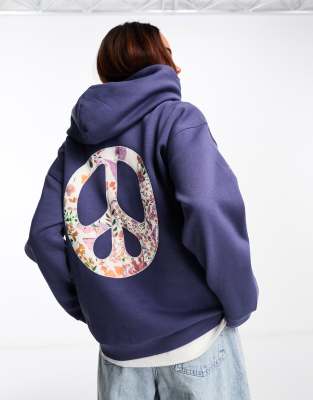 Levi's - Kapuzenpullover in Marineblau mit Peace-Zeichen-Print