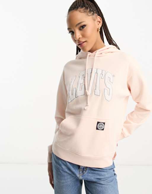 Levi's – Kapuzenpullover in Rosa mit College-Logo