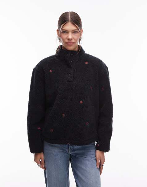 Levi's Kasey floral print pullover fleece in black