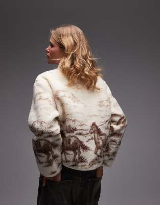 Levi's - Kasey - Fleece-Pullover in Weiß mit Western-Print