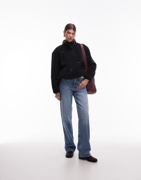 Levi's – Kasey – Svart fleecetröja i pullover-modell med blommigt tryck - view 1