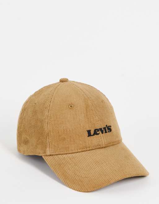 Levi's - kasket i fløjl med moderne vintage-tekstlogo i gyldenbrun 
