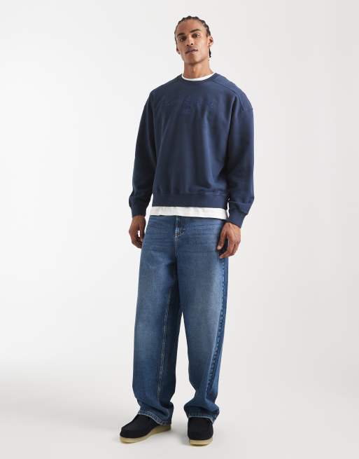 Levi's – Kastiges Sweatshirt in Marineblau mit Rundhalsausschnitt und Logostickerei, 2 von 5