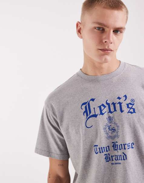 Levi's – Kastiges T-Shirt in Grau mit Logo-Grafikprint - view 1