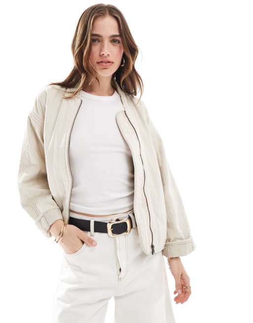 Levi s Kennedy relaxed fit quilted zip front jacket in beige ASOS