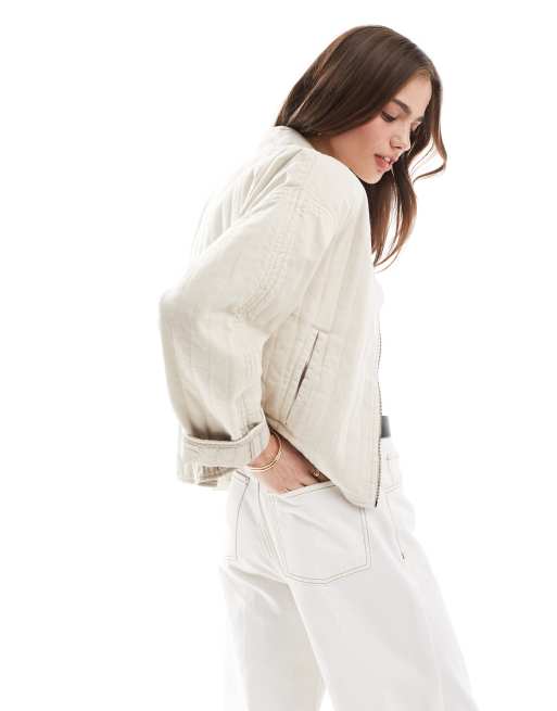Levi's - Kennedy - Vatteret jakke med lynlås fortil og afslappet pasform i beige, 4 af 4