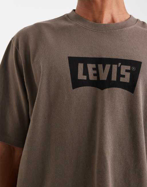 Levi's - Khakigrøn oversized T-shirt med flagermus-vintagelogo og halve ærmer, 5 af 5