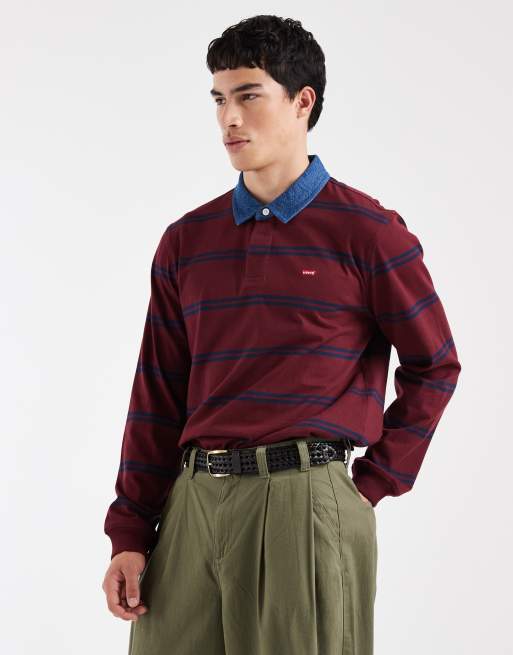 Levi's klassisches Sweatshirt mit Rugby-Streifen in Rot, 3 von 5