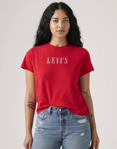 Levi's – Klassisches T-Shirt in Rot mit Logo - view 1