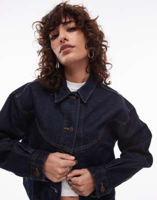 Levi's - Knapp geschnittene Western-Trucker-Jeansjacke im 90er-Stil in Dunkelblau-Marineblau