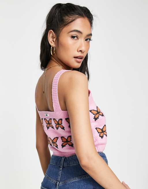 Levi's knitted butterfly sweater tank in pink | ASOS