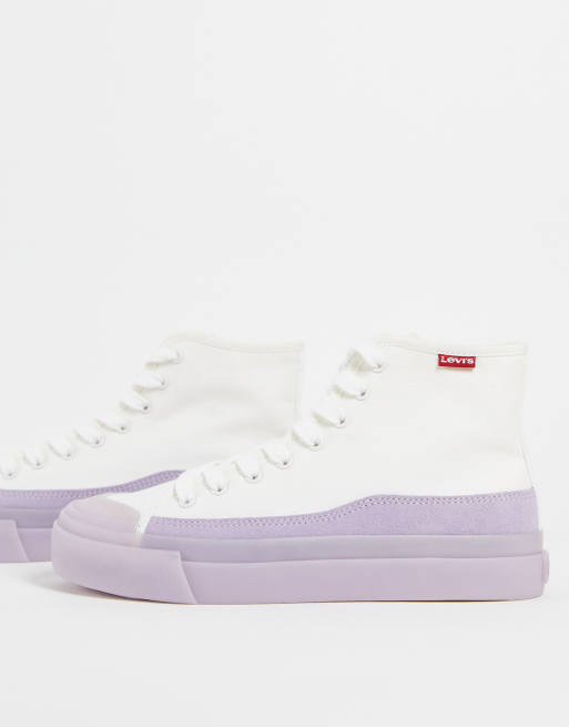 Levi's – Knöchelhohe Sneaker in Weiß und Flieder