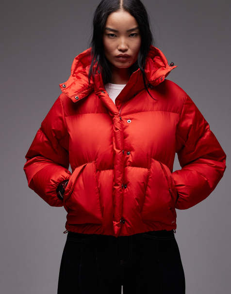 Levi's - Kort gewatteerd western pufferjas in rood - view 1
