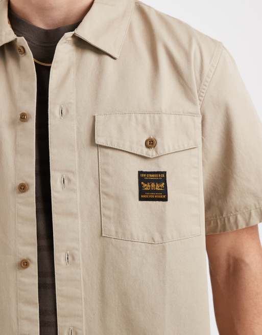 Levi's koszula workwear z kieszenią w kolorze camel, 4 z 5