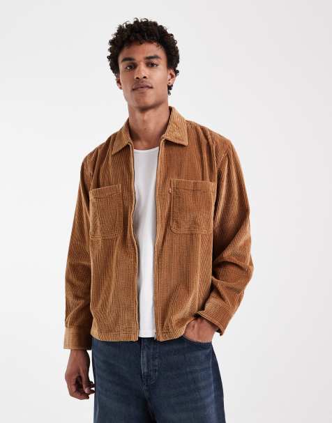 Levi's krótka koszula sztruksowa zapinana na zamek w brązie - view 1