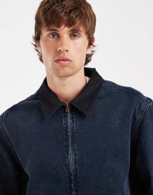 Levi's kurtka harrington z denimu Castro z kontrastowym kołnierzem w kolorze niebieskim, 3 z 5