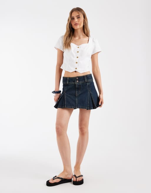 Levi's kurzärmlige Denim-Bluse mit Knopfleiste in Weiß, 3 von 4