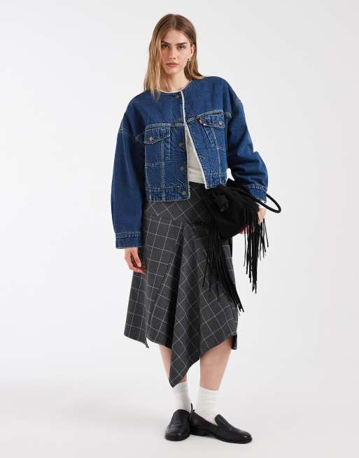 Levi's kurze Jeans-Truckerjacke mit Borg-Futter in Blau, 2 von 4
