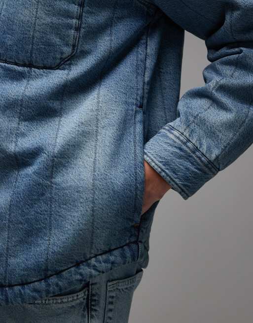 Levi's - Kyren - Surchemise en jean matelassée à fermeture éclair - Bleu clair délavé, 5 de 5