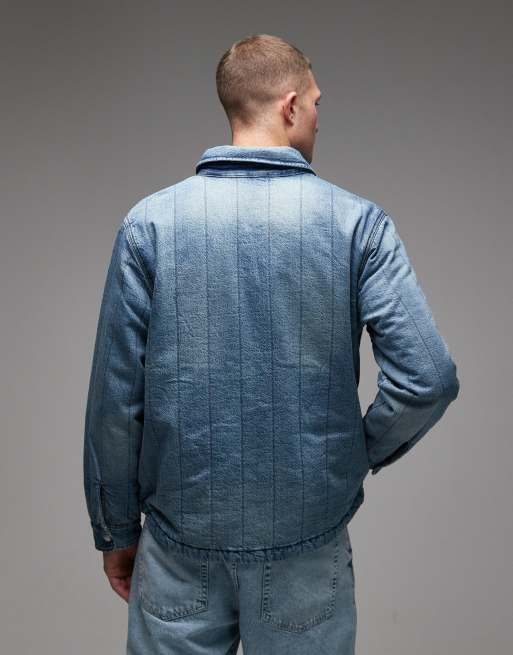Levi's - Kyren - Vatteret overskjorte-denimjakke med lynlås foran i lys vask, 3 af 5