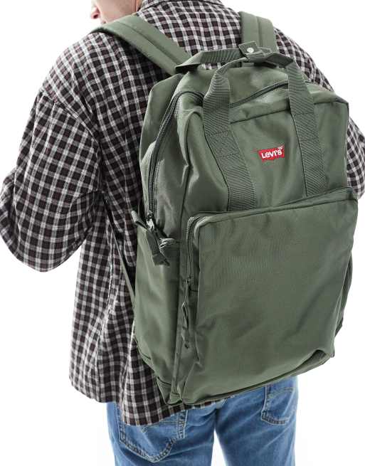 Levi's - L Pack - Mørkegrøn stor rygsæk med flagermuseformet logo, 3 af 4