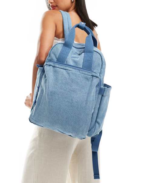 Levi's L pack round denim backpack with logo in blue - view 1