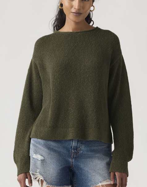 Levi's – Laetitia – Sweatshirt aus Bouclé-Baumwolle in Deep Depths Grün - view 1