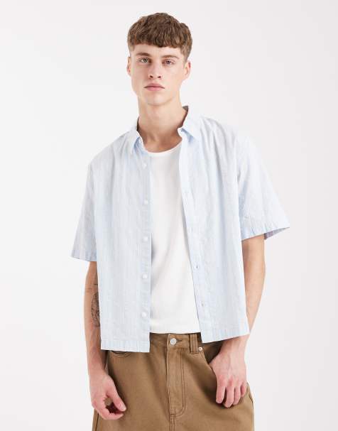 Levi's - Lama - Camicia squadrata a maniche corte blu a righe - view 1